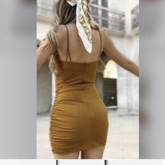 ZARA Cutout Ruched Mini Dress Copper M - Picture 3 of 16